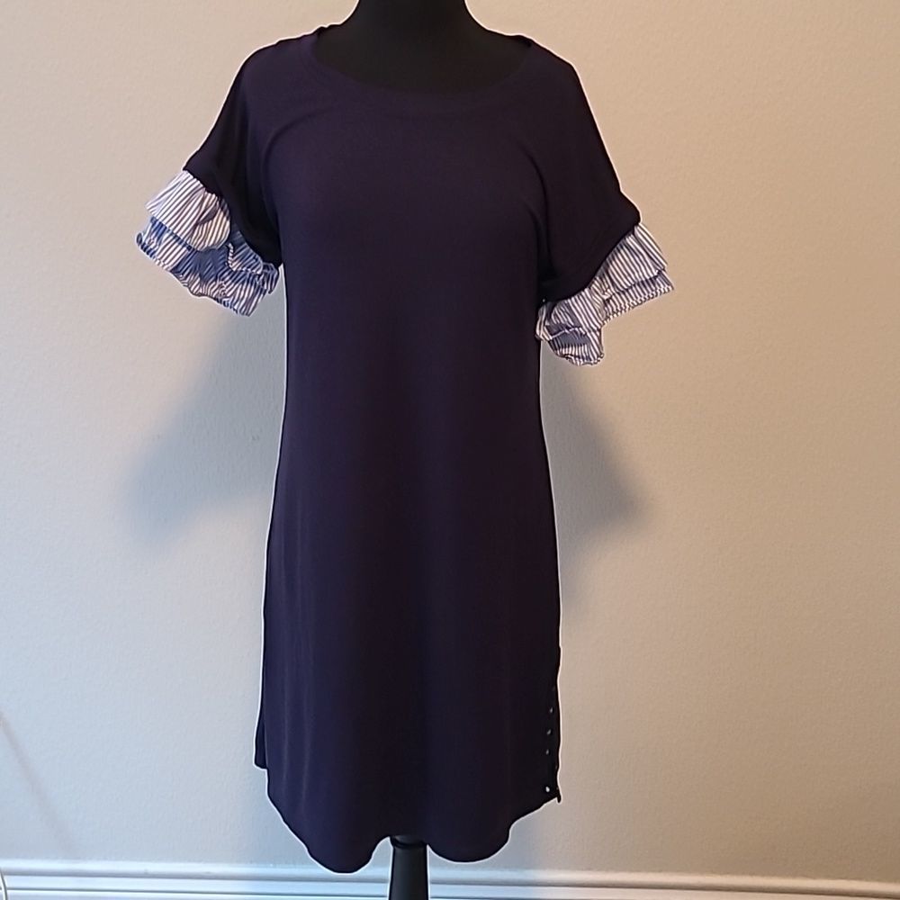 Bluetiful! Spense Dress with Show-Stopping Ruffle Sleeves (L)